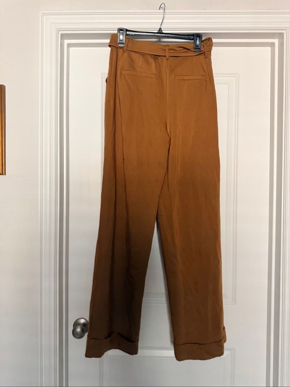 Avec Les Filles Cedar Brown Wide Leg Paperbag Belted Cuffed Pants Size 6 NWT - Picture 7 of 8